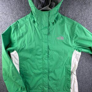 North Face Jacket Women Medum Full Zip Long Sleeve Outdoors Hooded Green Hyvent